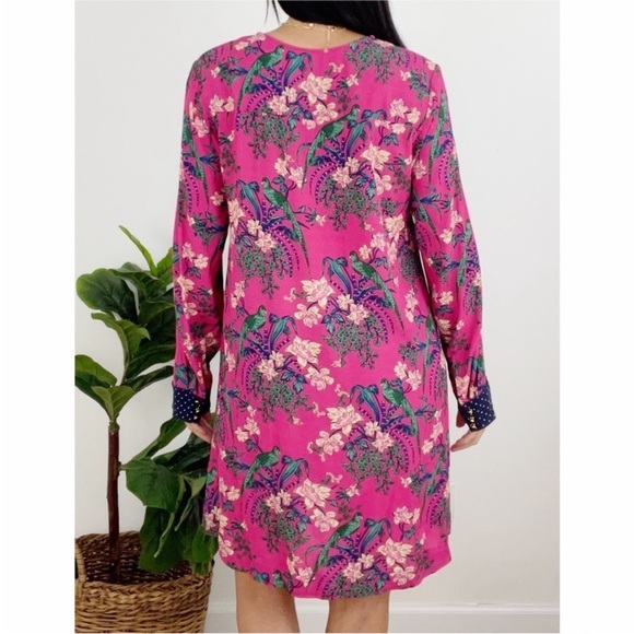 Anthropologie Maeve Floral Long Sleeve Dress with Polka Dot Accents - Picture 2 of 13